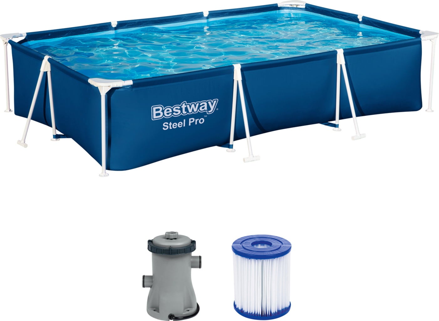 Steel Pro™ Frame Pool Set mit Filterpumpe 300 x 201 x 66 cm