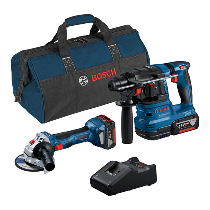 Bosch Combo Kit 2-tlg. 18V: GWS 18V-7 + GBH 18V-22 + 2 x Akku 4.0Ah